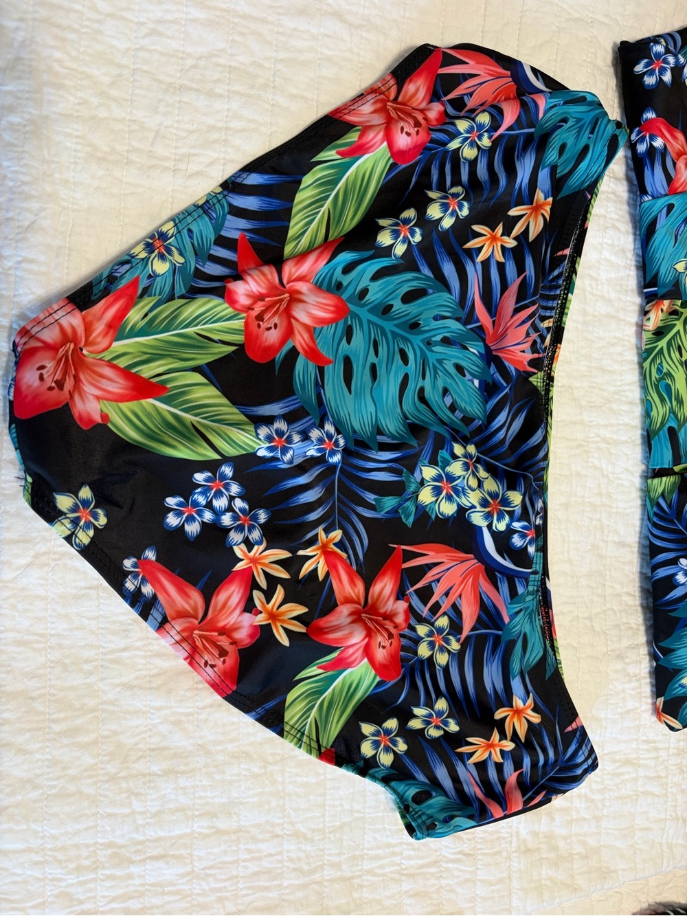 Tropical Floral Swimdress - Black Base with Bright Flowers 2 pc - Picture 5 of 8